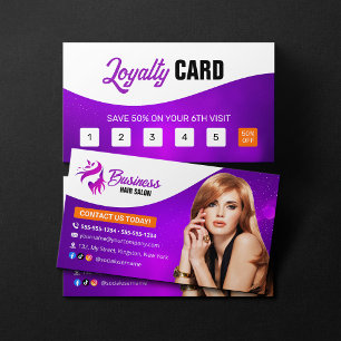 Tarjeta De Fidelización Salón de Belleza Estilista de Cabello Moderno Pelu