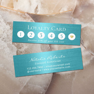 Tarjeta De Fidelización Salón de Belleza Metálica Turquesa Moderna Lealtad