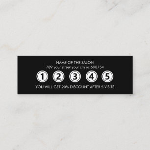 Tarjeta De Fidelización Salón de Belleza Negro Moderno Elegante