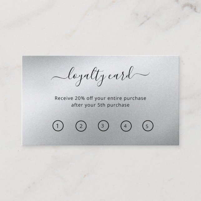 Tarjeta De Fidelización Salón de belleza plateado del glamur (Anverso)