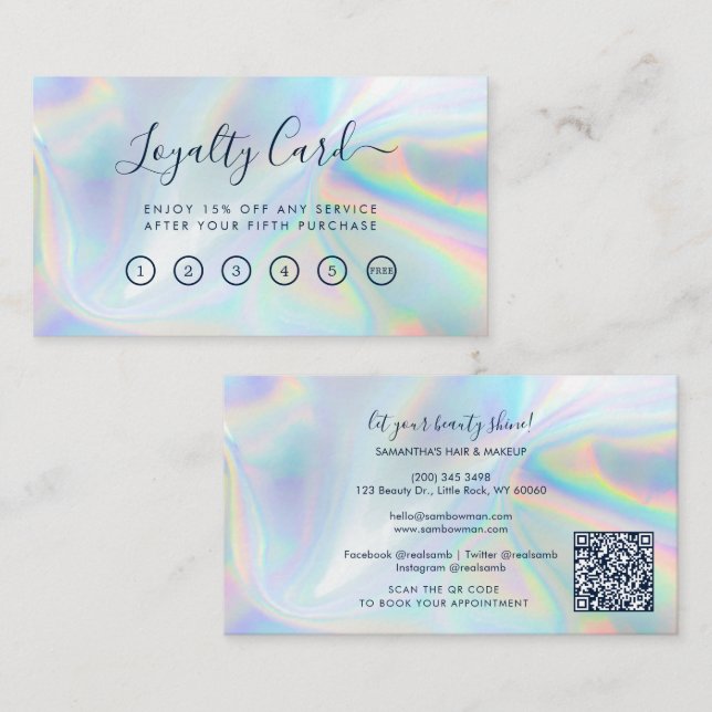 Tarjeta De Fidelización Salón de belleza profesional de maquillaje moderno (Anverso / Reverso)