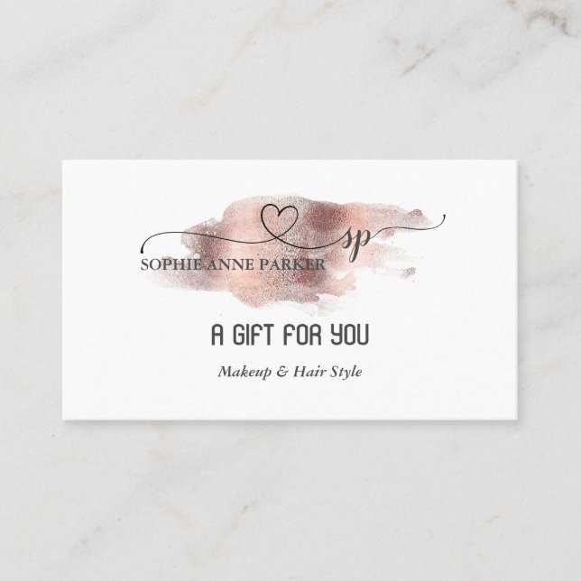 Tarjeta De Fidelización Salón de Belleza Profesional de Oro Elegante Calig (Anverso)