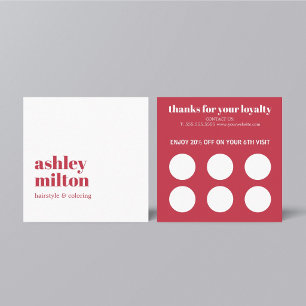 Tarjeta De Fidelización Salón de Belleza Rojo Blanco Elegante y con Estilo