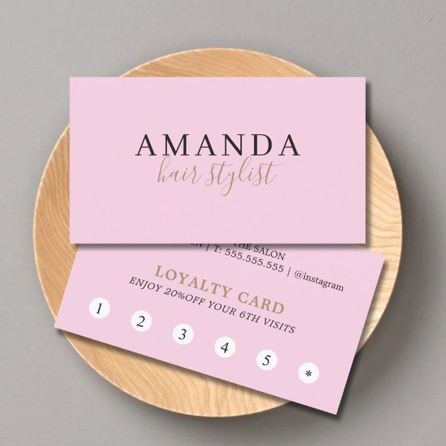 Tarjeta De Fidelización Salón de belleza Rosa simple y elegante (Subido por el creador)