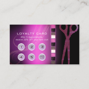 Tarjeta De Fidelización Salón de belleza rosado del pelo y del maquillaje