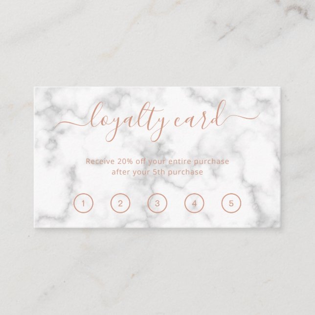 Tarjeta De Fidelización Salón De Belleza Sencillo Elegante Rosa Mármol Oro (Anverso)