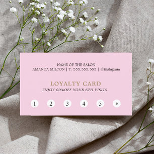 Tarjeta De Fidelización Salón de Belleza Simple Elegante Rosa