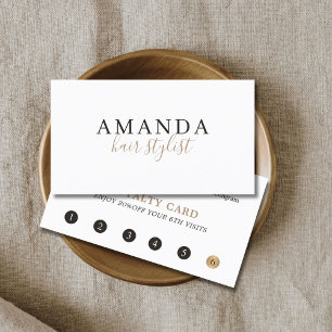 Tarjeta De Fidelización Salón de belleza simple y elegante de oro blanco