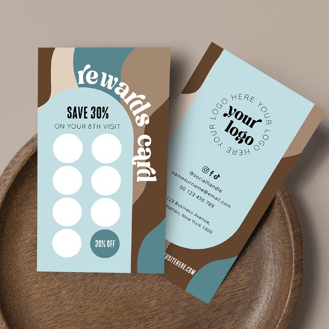 Tarjeta De Fidelización Salón de belleza único Retro Groovy Spa Nail (Trendy retro business loyalty cards with your logo and custom rewards discount)