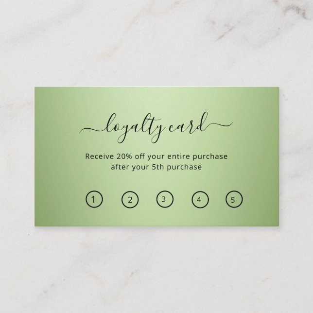 Tarjeta De Fidelización Salón De Belleza Verde De Lujo (Anverso)