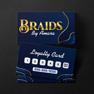 Tarjeta De Fidelización Salón de Fotos de Trenzas Africanas Royal Blue par