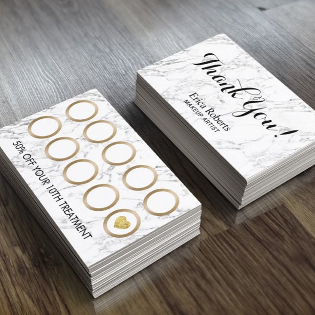 Tarjeta De Fidelización Salón de maquillaje de peluquería Lealtad de mármo (Subido por el creador)