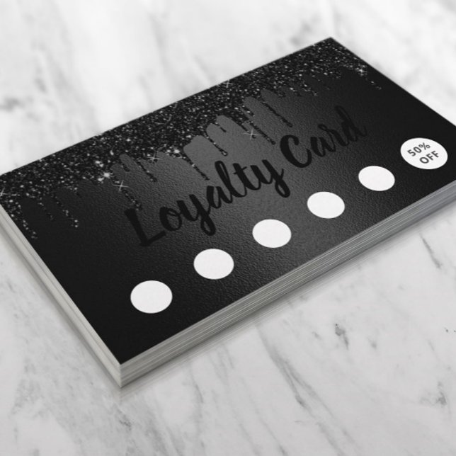 Tarjeta De Fidelización Salón de pelo de maquillaje azotes lealtad negra (Subido por el creador)