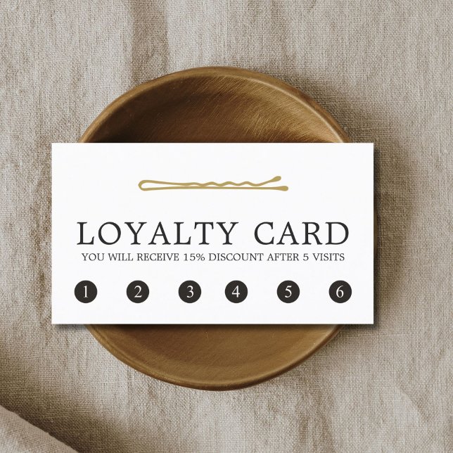 Tarjeta De Fidelización Salón De Pelo Minimal Elegante Faux Gold Hair Pin (Subido por el creador)