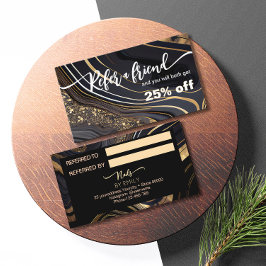 Tarjeta De Fidelización Salón de uñas de mármol Consulte a un amigo Tarjet