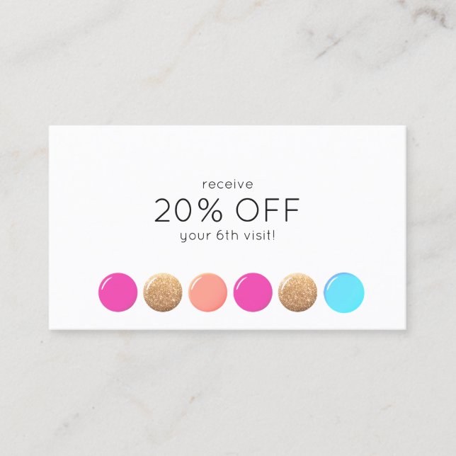 Tarjeta De Fidelización Salon de uñas Manicurista Lealtad del Cliente 6 Pu (Anverso)