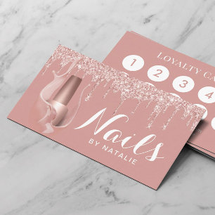Tarjeta De Fidelización Salon de uñas Manicurista Moderno Rosa Perforacion