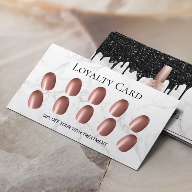 Tarjeta De Fidelización Salon de uñas Moderno de goteo negro manicura de m (Subido por el creador)