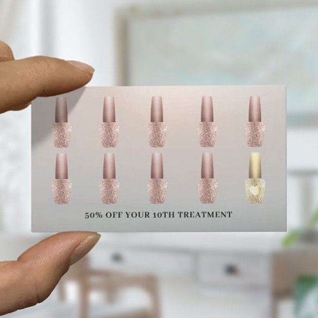 Tarjeta De Fidelización Salón de uñas Moderno Plata Manicurista Polaco (Subido por el creador)