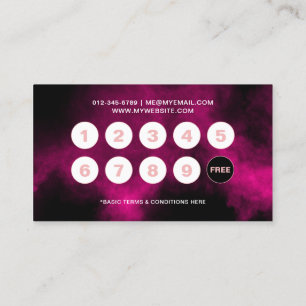 Tarjeta De Fidelización Salón de uñas/Técnico de Pink Neon & Smoke