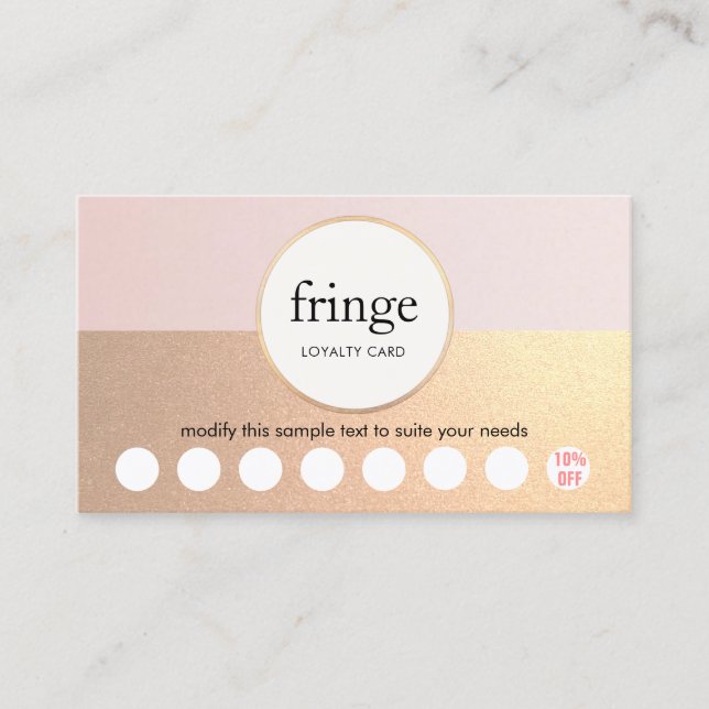 Tarjeta De Fidelización Salón del pelo del PINK dorado 8 Lealtad del palo (Anverso)