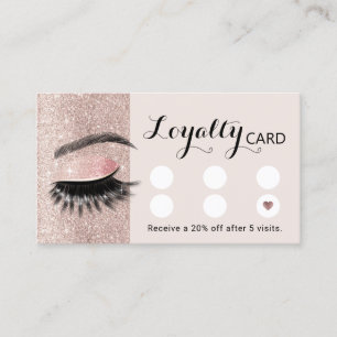 Tarjeta De Fidelización Salón Lash de Extensiones Eyelash Gold Rosa de Ru