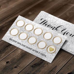 Tarjeta De Fidelización Salon Luxury Silver Purpurina Lealtad de Oro Moder