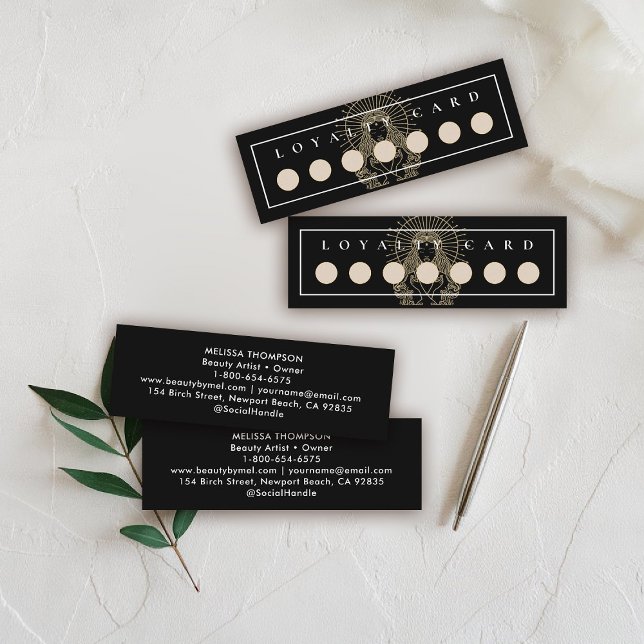 Tarjeta De Fidelización Salon Makeup Hair Nails Mystic Tarot Celestial (hair salon mini loyalty card mystical tarot celestial beauty makeup nails lashes stylist beauty)