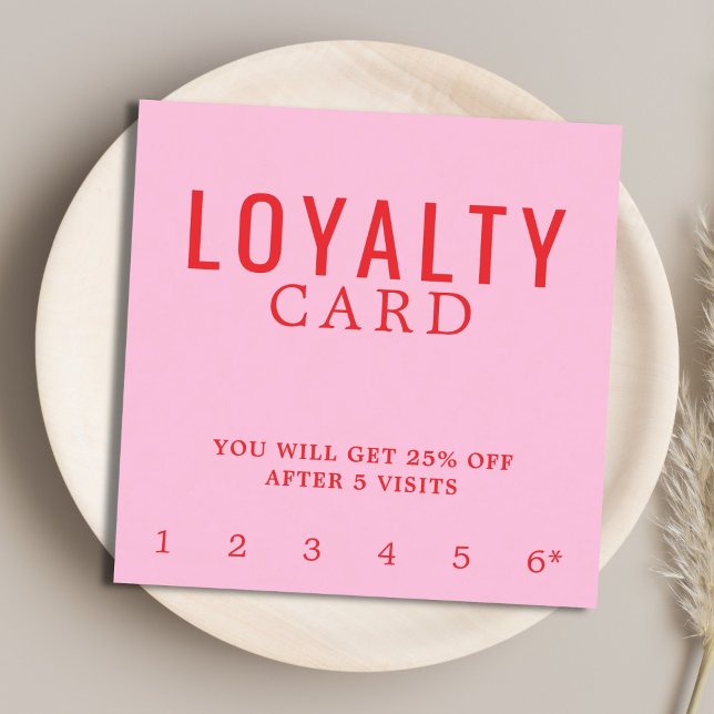Tarjeta De Fidelización Salón moderno de belleza rojo rosado fresco (Subido por el creador)