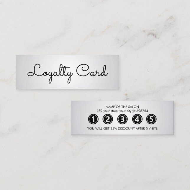 Tarjeta De Fidelización Salón Moderno Elegante De Belleza Blanca (Anverso / Reverso)