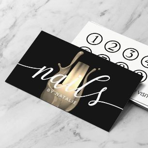 Tarjeta De Fidelización Salón Nail Manicuria Oro Bola Polaca Lealtad