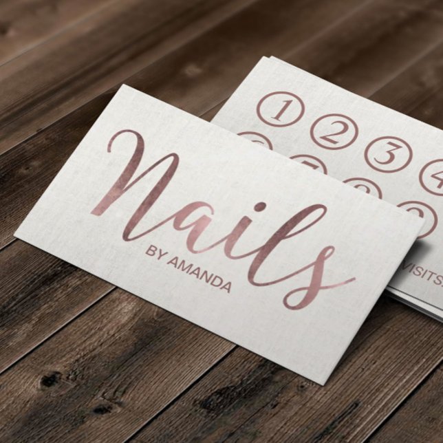 Tarjeta De Fidelización Salón Nail Manicuria Rosa de Lealtad de Guión de O (Subido por el creador)