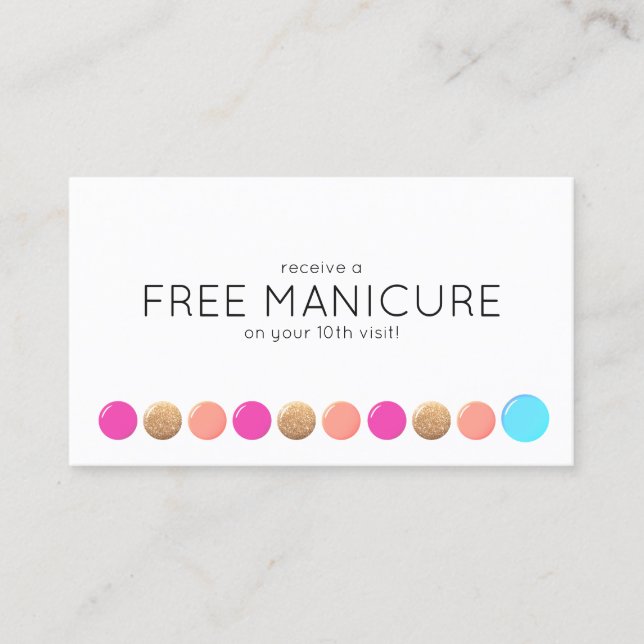 Tarjeta De Fidelización Salón Nail Manicurist Customer Loyalty 10 Punch (Anverso)