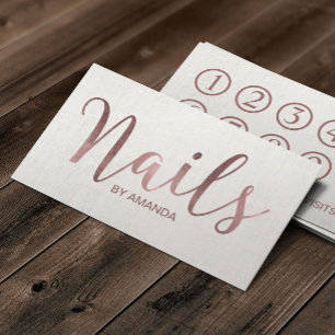 Tarjeta De Fidelización Salón Nail Manicurista Rosa Lealtad de Guión Dor