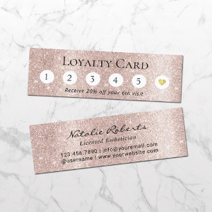 Tarjeta De Fidelización Salon Rubor Rosa Gold Purpurina 6 Punch Customer