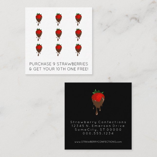 Tarjeta De Fidelización sello de fidelidad de fresas de chocolate (Anverso / Reverso)