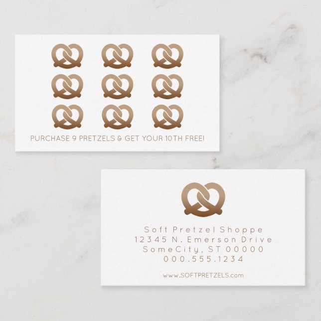 Tarjeta De Fidelización sello de la lealtad de los pretzeles (Anverso / Reverso)
