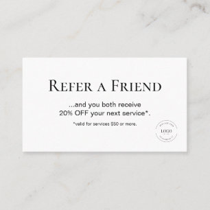 Tarjeta De Fidelización Sencilla y moderna remite a un amigo Personalizado