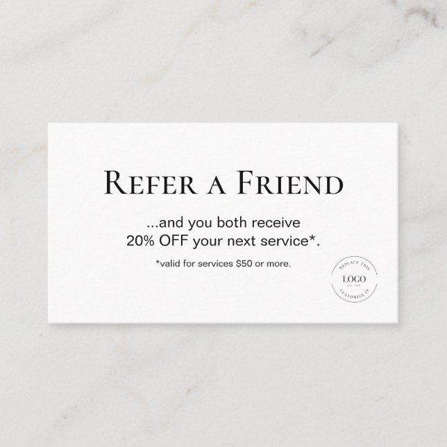 Tarjeta De Fidelización Sencilla y moderna remite a un amigo Personalizado (Anverso)