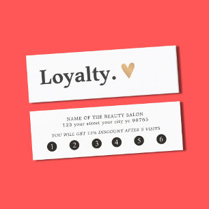 Tarjeta De Fidelización Sencillo Corazón blanco dorado negro