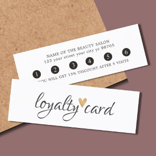 Tarjeta De Fidelización Sencillo Corazón de Oro Blanco Negro Elegante
