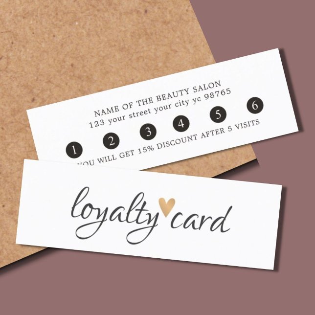 Tarjeta De Fidelización Sencillo Corazón de Oro Blanco Negro Elegante (Subido por el creador)
