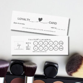 Tarjeta De Fidelización Sencillo Corazón Elegante Negro y Blanco