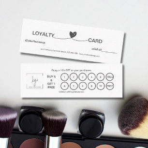 Tarjeta De Fidelización Sencillo Corazón Elegante Negro y Blanco