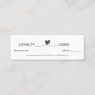 Tarjeta De Fidelización Sencillo Corazón Elegante Negro y Blanco