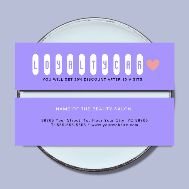 Tarjeta De Fidelización Sencillo Corazón Rosa Limpio y Belleza Azul Pastel (Subido por el creador)