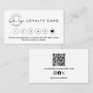 Tarjeta De Fidelización Sencillo Elegante Corazón Negro Blanco Negocios