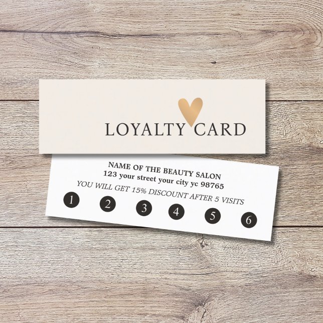 Tarjeta De Fidelización Sencillo y elegante Pastel White Faux Gold Heart (Subido por el creador)