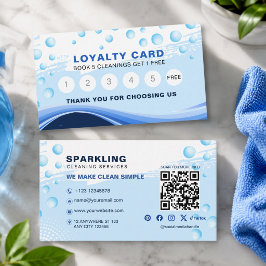 Tarjeta De Fidelización Servicio de limpieza profesional azul blanco moder
