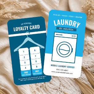 Tarjeta De Fidelización Servicio Moderno de Lavandería Móvil Lavadora Azul